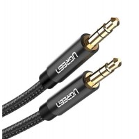 Аудіо кабель UGREEN AV112 3.5mm Male to 3.5mm Male Cable Gold Plated Metal Case with Braid 2m (Black) (UGR-50363) (UGR-50363)