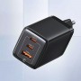 Мережевий зарядний пристрій Usams US-CC180 65W ACC 3 Ports GaN Fast Charger (EU) -- Sandru series Black (CC180TC01)