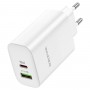 Мережевий зарядний пристрій BOROFONE BN10 Sunlight PD65W dual port(1A1C) charger White (6974443388190)