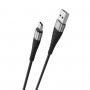 Кабель BOROFONE BX32 USB to Type-C 2.4A, 1m, nylon, aluminum+TPE connectors, Black (BX32CB)