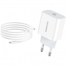 Мережевий зарядний пристрій BOROFONE BA38A Plus Speedy PD20W charger set (Type-C to Lightning) White (BA38ALW)