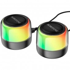 Портативна колонка BOROFONE BP12 Colorful BT wired 2-in-1 computer speaker Black (6974443387179)