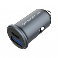 Автомобільний зарядний пристрій ArmorStandart USB Type-C PD20W + USB QC 3.0 Grey (ARM65439)