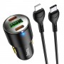 Автомобільний зарядний пристрій HOCO NZ6 PD45W 3-port(2C1A) car charger set(Type-C to iP) Black (6931474765192)