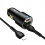 Автомобільний зарядний пристрій HOCO NZ6 PD45W 3-port(2C1A) car charger set(Type-C to iP) Black (6931474765192)