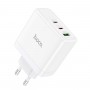 Мережевий зарядний пристрій HOCO N30 Glory PD65W three-port(2C1A) fast charger White (6931474784155)