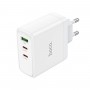 Мережевий зарядний пристрій HOCO N30 Glory PD65W three-port(2C1A) fast charger White (6931474784155)