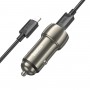 Автомобільний зарядний пристрій HOCO Z48 Tough 40W dual port(2C) car charger set(C to iP) Metal Gray (6931474795014)