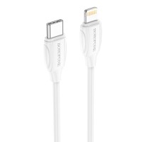Кабель BOROFONE BX19 Type-C to iP, 3A, 20W, 1m, PVC, PVC connectors, White (BX19LPDW)