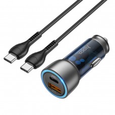 Автомобільний зарядний пристрій HOCO NZ8 Sprinter 43W dual port PD25W+QC3.0 car charger set(Type-C to Type-C) Blue (6931474782779)