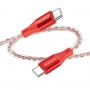 Кабель BOROFONE BX96 Ice crystal 60W silicone charging data cable Type-C to Type-C Red (BX96CCR)