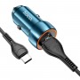 Автомобільний зарядний пристрій HOCO Z46A Blue whale PD20W+QC3.0 car charger set(Type-C) Sapphire Blue (6931474770387)