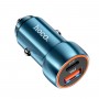 Автомобільний зарядний пристрій HOCO Z46A Blue whale PD20W+QC3.0 car charger set(Type-C) Sapphire Blue (6931474770387)