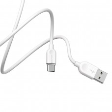 Кабель BOROFONE BX14 USB to Type-C 2.4A, 1m, PVC, TPE connectors, White (BX14C1W)