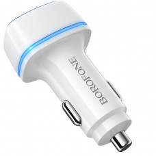 Автомобільний зарядний пристрій BOROFONE BZ14 Max dual port ambient light car charger White (BZ14W)