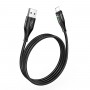 Кабель HOCO U93 USB to iP 2.4A, 1.2m, nylon, aluminum connectors, light indicator, Black (6931474732132)