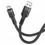 Кабель HOCO U110 USB to Type-C 2.4A, 1.2m, nylon, aluminum connectors, Black (6931474770608)