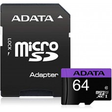 microSDXC (UHS-1) A-DATA Premier 64Gb Class 10 (R-100Mb/s)  (adapter SD) (AUSDX64GUICL10-RA1)