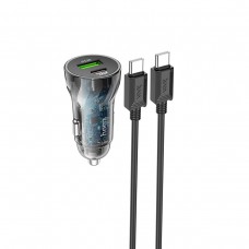 Автомобільний зарядний пристрій HOCO Z47A Transparent Discovery Edition dual port PD30W+QC3.0 car charger set(Type-C to Type-C) Transparent Black (6931474782311)