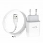 Мережевий зарядний пристрій HOCO C73A Glorious dual port charger set(Type-C) White (6931474713070)