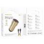 Автомобільний зарядний пристрій BOROFONE BZ19 Wisdom dual port car charger set(iP) Gold (BZ19LG)