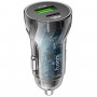 Автомобільний зарядний пристрій HOCO Z47A Transparent Discovery Edition dual port PD30W+QC3.0 car charger Transparent Black (6931474782274)