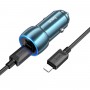 Автомобільний зарядний пристрій HOCO Z48 Tough 40W dual port(2C) car charger set(C to iP) Sapphire Blue (6931474795021)