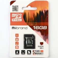 microSDHC (UHS-1) Mibrand 16Gb class 10 (adapter SD) (MICDHU1/16GB-A)