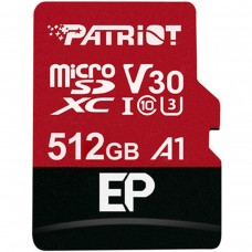 microSDXC (UHS-1 U3) Patriot EP Series 512Gb class 10 V30 (R-100MB/s, W-80MB/s) (adapter SD) (PEF512GEP31MCX)