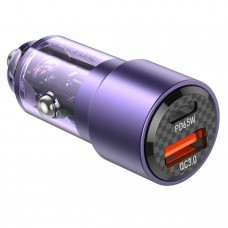 Автомобільний зарядний пристрій BOROFONE BZ20A Smart 83W dual port PD65W+QC3.0 car charger Transparent Purple (BZ20ATP)