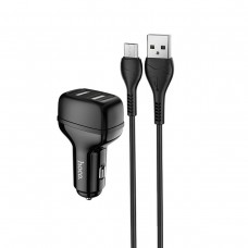 Автомобільний зарядний пристрій HOCO Z36 Leader dual port car charger set(Micro) Black (6931474727756)