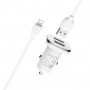 Автомобільний зарядний пристрій BOROFONE BZ12 double port in-car charger set with Lightning White (BZ12L)