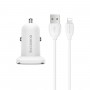 Автомобільний зарядний пристрій BOROFONE BZ12 double port in-car charger set with Lightning White (BZ12L)