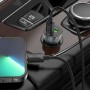 Автомобільний зарядний пристрій HOCO Z47A Transparent Discovery Edition dual port PD30W+QC3.0 car charger set(C to iP) Transparent Black (6931474782298)