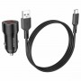 Автомобільний зарядний пристрій BOROFONE BZ19 Wisdom dual port car charger set(Type-C) Black (BZ19CB)