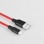 Кабель HOCO X21 Plus USB to iP 2.4A, 2m, silicone, silicone connectors, Black+Red (6931474713797)