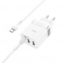 Мережевий зарядний пристрій HOCO N21 Pro Tourer PD30W (2A1C) charger set(Type-C to Type-C) White (6931474778802)