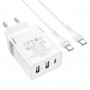 Мережевий зарядний пристрій HOCO N21 Pro Tourer PD30W (2A1C) charger set(Type-C to Type-C) White (6931474778802)