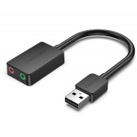 Адаптер  Vention 2-port USB External Sound Card 0.15M Black (CDYB0) (CDYB0)