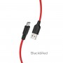 Кабель HOCO X21 Plus USB to Micro 2.4A, 1m, silicone, silicone connectors, Black+Red (6931474711878)