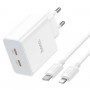 Мережевий зарядний пристрій HOCO C108A Leader PD35W dual port(2C) charger set(C to iP) White (6931474784445)