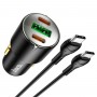 Автомобільний зарядний пристрій HOCO NZ6 PD45W 3-port(2C1A) car charger set(Type-C to Type-C) Black (6931474765208)