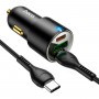 Автомобільний зарядний пристрій HOCO NZ6 PD45W 3-port(2C1A) car charger set(Type-C to Type-C) Black (6931474765208)