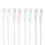 Кабель HOCO X97 Crystal color 60W silicone charging data cable Type-C to Type-C light gray (6931474799937)