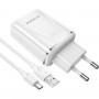 Мережевий зарядний пристрій BOROFONE BA54A Wide road dual port QC3.0 charger (Type-C) 18W White (BA54ACW)