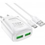 Мережевий зарядний пристрій BOROFONE BA54A Wide road dual port QC3.0 charger (Type-C) 18W White (BA54ACW)