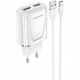 Мережевий зарядний пристрій BOROFONE BA54A Wide road dual port QC3.0 charger (Type-C) 18W White (BA54ACW)