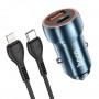 Автомобільний зарядний пристрій HOCO Z46A Blue whale PD20W+QC3.0 car charger set(C to iP) Sapphire Blue (6931474770363)