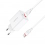 Мережевий зарядний пристрій BOROFONE BA21A Long journey single port QC3.0 charger set(Type-C) White (BA21ACW)