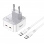 Мережевий зарядний пристрій BOROFONE BA76A Source dual port PD35W(2C) charger set(Type-C to Type-C) White (BA76ACCW)